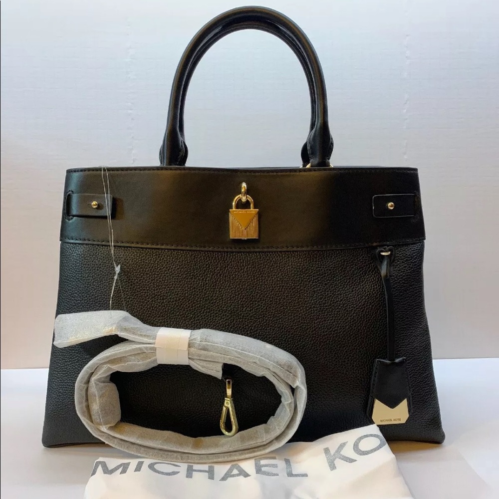 MICHAEL KORS GRAMERCY Black Large Leather Satchel